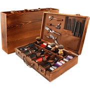 Professional Barber Case, Wooden Barber Carrying Case, Stylist Tool Travel Carry Case, Portable Barbers Tools Box Organizer, Barber Case for Clippers and Barber Supplies – Brown